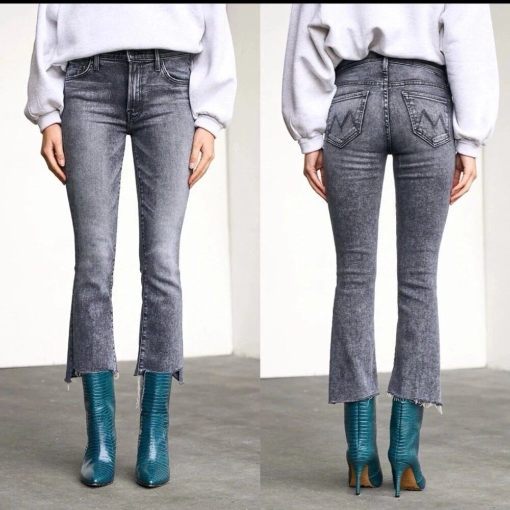 MOTHER The Insider Crop Step Fray Jeans Womens 27 Train Stops